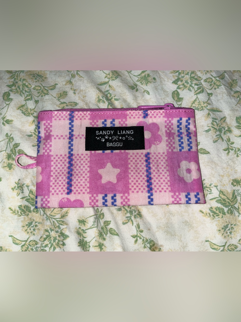 BAGGU X SANDY LIANG Pink Patterned SmallGo Pouch NEW NWOT